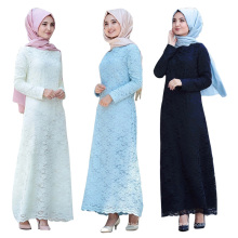 Slamic Saudi Kleidung Dubai Kebaya Spitze Kaftan Islamische Kleidung Frauen Mode Kleid Spitzenmanschette Strickjacke Abaya